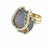 Contemporary Mid 20th Century Diamond Chalcedony 14k Two Tone Gold Horseshoe Design Ring - Size 5.5 For Sale - Image 3 of 7