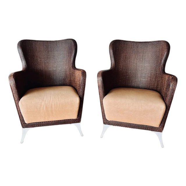 Vintage Rattan Chairs from BBB Bonacina, Italy, 1990s, Set of 2 For Sale