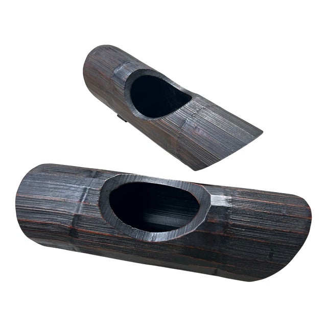 Vintage Bamboo Ikebana Vases, Japan, 1960s, Set of 2 For Sale