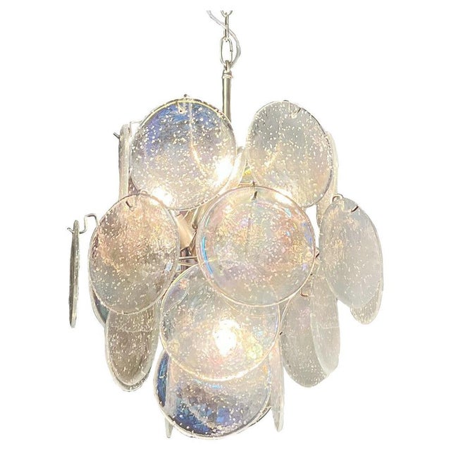 Vintage Italian Murano Chandelier with 24 Iridescent Grit Disks, 1990s For Sale - Image 17 of 17