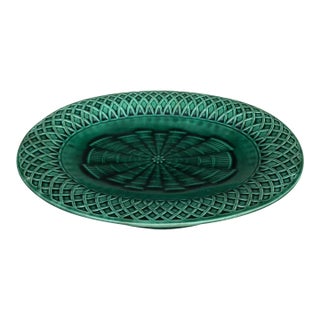 19th Century Green Majolica Oval Cake Stand Minton For Sale