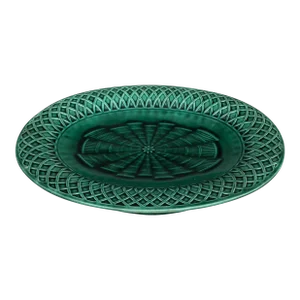 19th Century Green Majolica Oval Cake Stand Minton