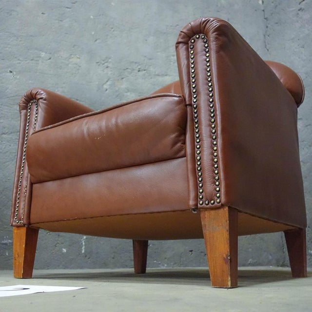 Art Deco Leather Armchair For Sale - Image 6 of 10