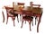 Distressed-Painted Hard-Wood Dining Table With Four Cross-Backed Chairs Featuring Natural Hand-Woven Seats For Sale