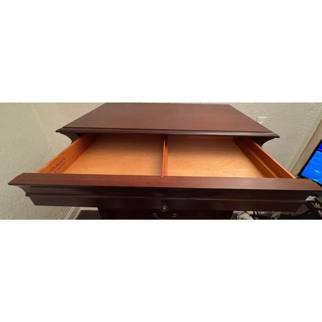 1990s Vintage Ethan Allen Medallion Cherry Wood Tall Chest of Drawers For Sale - Image 5 of 18