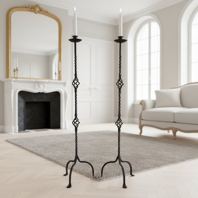 Architecture for Your Home: The Grand Openwork Pair ️ Transform your living space with this Hand-Forged Wrought Iron Set....