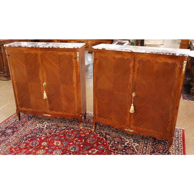 1920's Walnut French Louis XV Style Marble Top Bookcase China Bar Cabinets Dimensions : 41.25" Wide X 11.75" Deep X 45.5"...