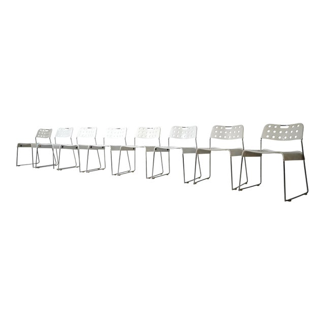 Omstak White Stackable Chairs by Rodney Kinsman for Bieffeplast, 1972, Set of 8 For Sale - Image 15 of 18