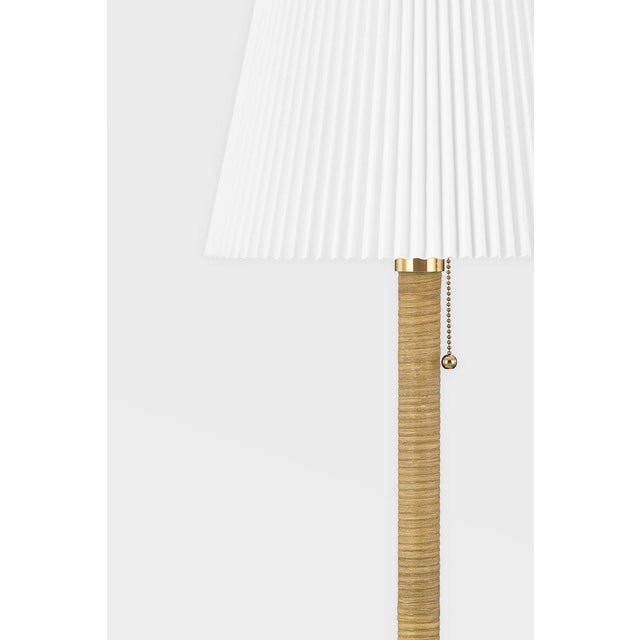 Transitional Mark D. Sikes 1 Light Dorset Table Lamp, Aged Brass, Natural Shade For Sale - Image 3 of 6