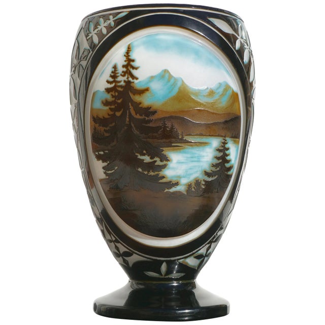 Monumental D’Argental Paul Nicolas Cameo Landscape Vase For Sale - Image 9 of 9