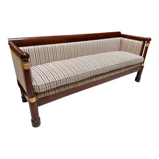 Antique 19c Empire Mahogany & Gilt Bronze Sofa Settee For Sale