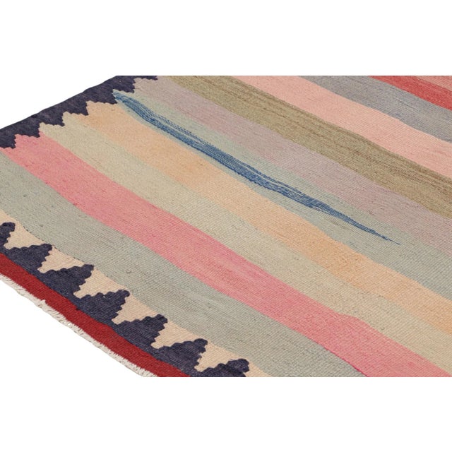 1950s Vintage Shahsavan Persian Kilim in Polychromatic Stripes by Rug & Kilim For Sale In New York - Image 6 of 8