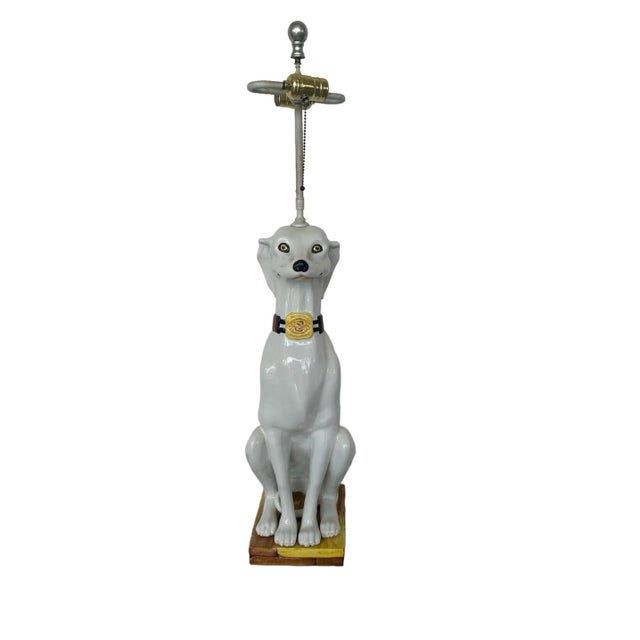 Hollywood Regency 1960s Italian Ceramic Dog Lamp For Sale - Image 3 of 5