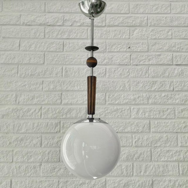 Art Deco Pendant Lamp in Opal Glass and Birch, Sweden, 1930s For Sale - Image 11 of 11