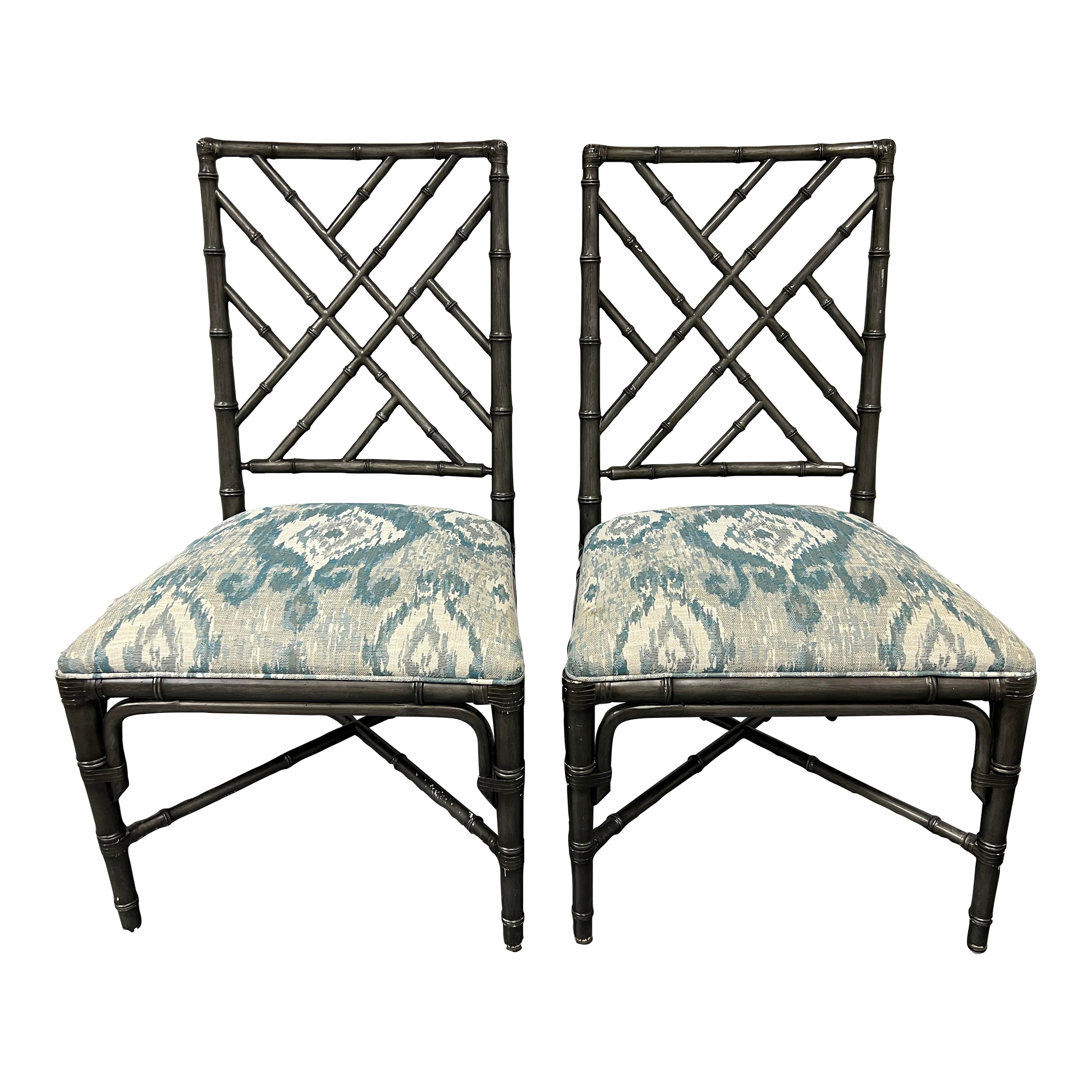 Ethan Allen Metal Bamboo Design Ikat Dining Chairs - image 0