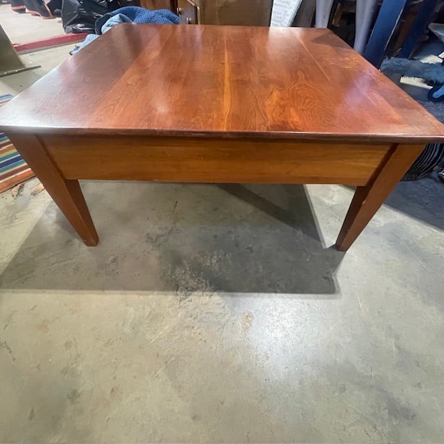 Vintage S. Bent & Bros Square Brown Wooden Coffee Table W/ Single Drawer For Sale - Image 10 of 14