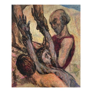 1962 Vintage Expressionist Stations of the Cross by Ej Hartmann, Signed (Oil on Canvas Board) For Sale