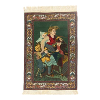 Vintage Persian Pictorial Tabriz Rug, 03'03 X 04'08 For Sale