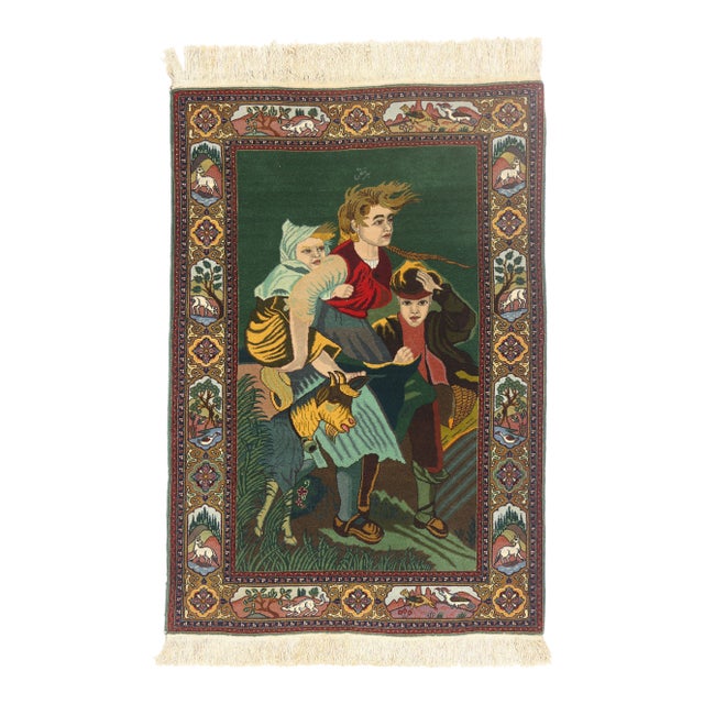 Vintage Persian Pictorial Tabriz Rug, 03'03 X 04'08 For Sale