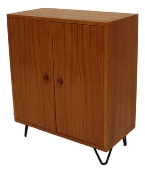 Mid 20th Century Danish Teak Nightstand With Cabinet Doors and Shelf
