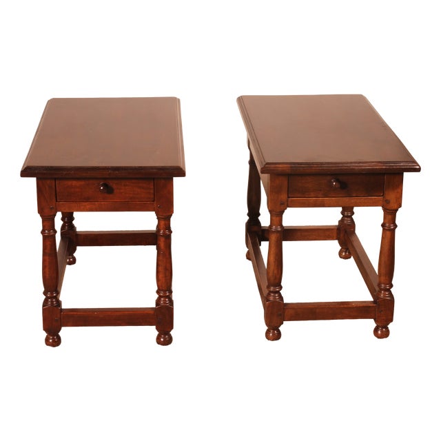 Spanish Bedside Tables in Walnut, 1950s, Set of 2 For Sale