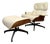Vintage Northfield Eames-Style Lounge Chair & Ottoman in Walnut & Ivory Bouclé For Sale