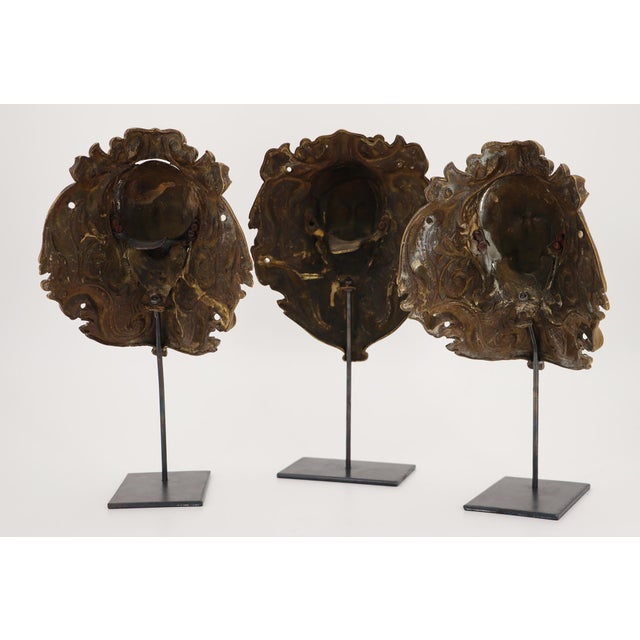 French 19th Century Antique French Bronze Female Head Billiard Pockets - Three Pieces For Sale - Image 3 of 18