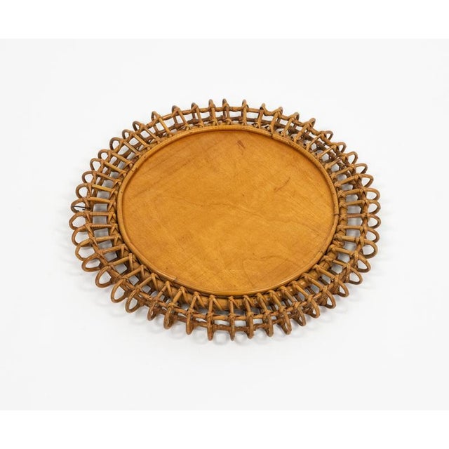 Vintage Round Wall Mirror in Bamboo and Rattan by Franco Albini, 1960s For Sale - Image 12 of 13