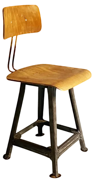 German Industrial Wood & Metal Chair, 1930s