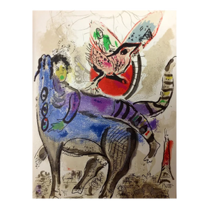 Chagall Original Lithograph La Vache Bleue XXe Siecle 1967