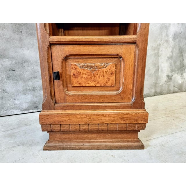 Art Deco Bedside Table Hall Table in Oak & Marble, 1930s For Sale - Image 3 of 15