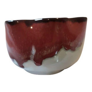 Drip Glaze Scalloped Edge Hoffman Pottery Bowl For Sale