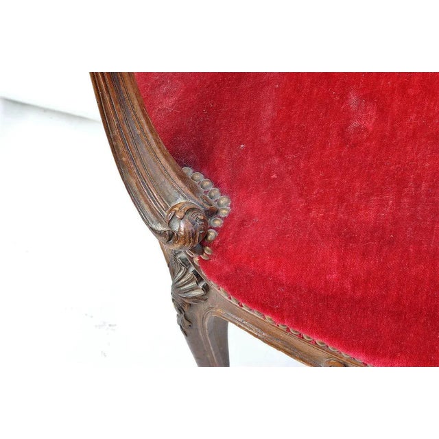 Brown Louis XV Style Mahogany and Cane Lounge Chair For Sale - Image 8 of 14