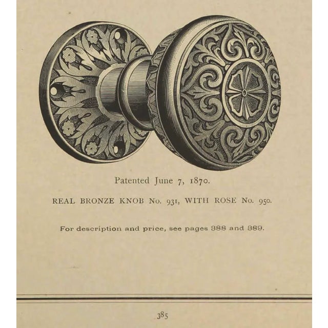 Bronze 19th Century Antique American Ornamental Bronze Door Knob With Rosette For Sale - Image 8 of 9