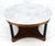 Round Marble Top Neoclassical Black Lacquer Pedestal Style Leg Coffee Table For Sale - Image 9 of 13