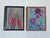 Pair Colourful abstract painting acrylic on brown recycled paper Florida Florals in red and purple - acrylic on brown...