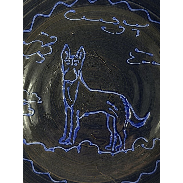 Spanish Hand-Painted Ceramic Lebrillo with Dog For Sale - Image 4 of 13