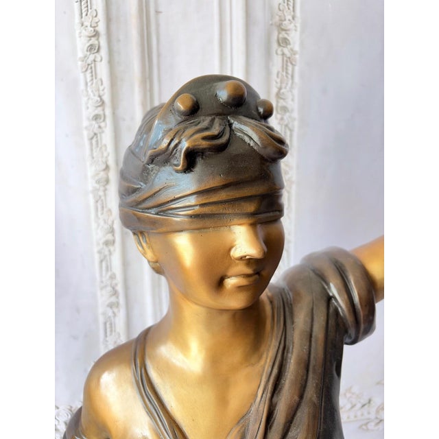Metal Monumental Bronze Lady Justice Statue Lady Themis Sculpture With Scales & Sword For Sale - Image 7 of 18