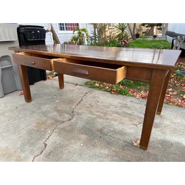 Vintage Mid Century Modern Library Desk Table For Sale - Image 11 of 12