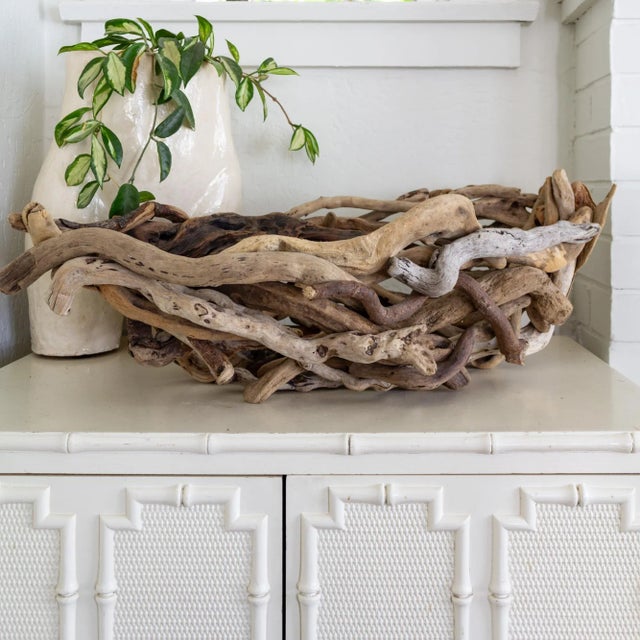 Folk Art Oversized Driftwood Boat Sculpture or Basket For Sale - Image 10 of 13