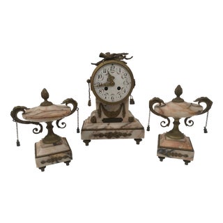 Louis XVI Fireplace Set in Marble and Chased Bronze, Set of 3 For Sale