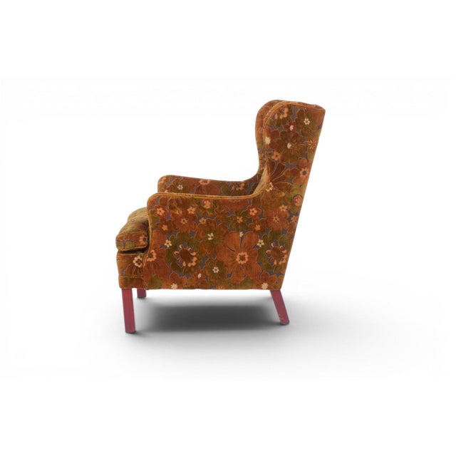 Mid 20th Century Pair of Original 1960s Floral Patterned Swedish Lounge Chairs by Ope Møbler For Sale - Image 5 of 6