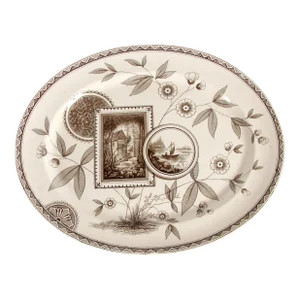 Antique 19th C. Victorian Aesthetic Serving Platter by James Beech in Perak Pattern