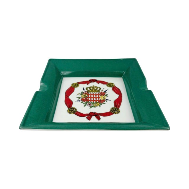Ceramic Vintage Monaco Limoges Porcelain Ashtray Crest Monte Carlo French Riviera For Sale - Image 7 of 9