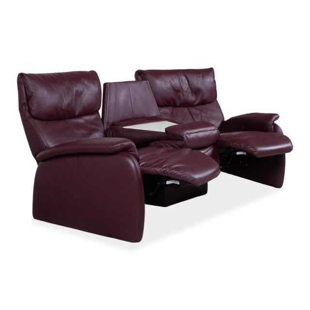 Trapez Leather Three-Seater Red Manual Function Himolla Sofa For Sale - Image 5 of 17