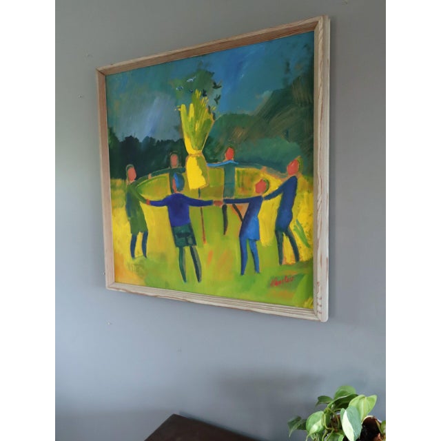 Mid 20th Century Mid-Century Modern 'Circle of Light' Vintage Original Figurative Landscape Oil Painting, Framed For Sale - Image 5 of 13