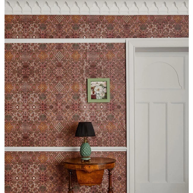 Inspired by the souks of Marrakech, House of Hackney's iconic 'Mey Meh' wallpaper is infused with a palette of blush pinks...