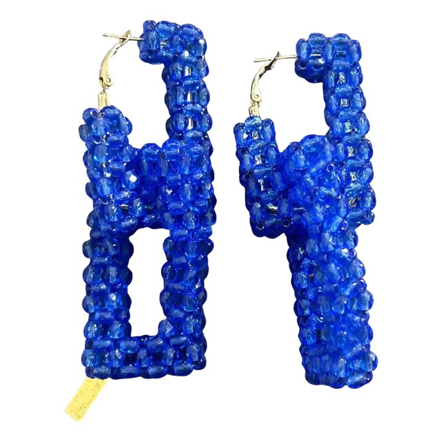 21st Century Stud Blue Rectangular Links Earrings by Coppola E Toppo For Sale