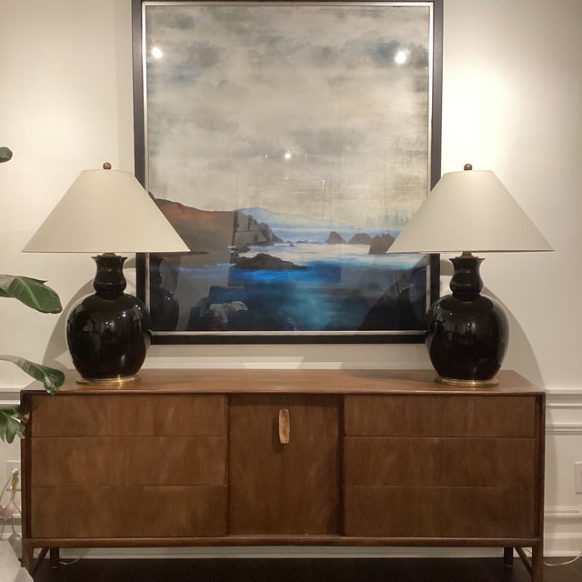 1990s Ralph Lauren Malin Ming Lamps With Cream Coolie Shades - a Pair For Sale - Image 9 of 9