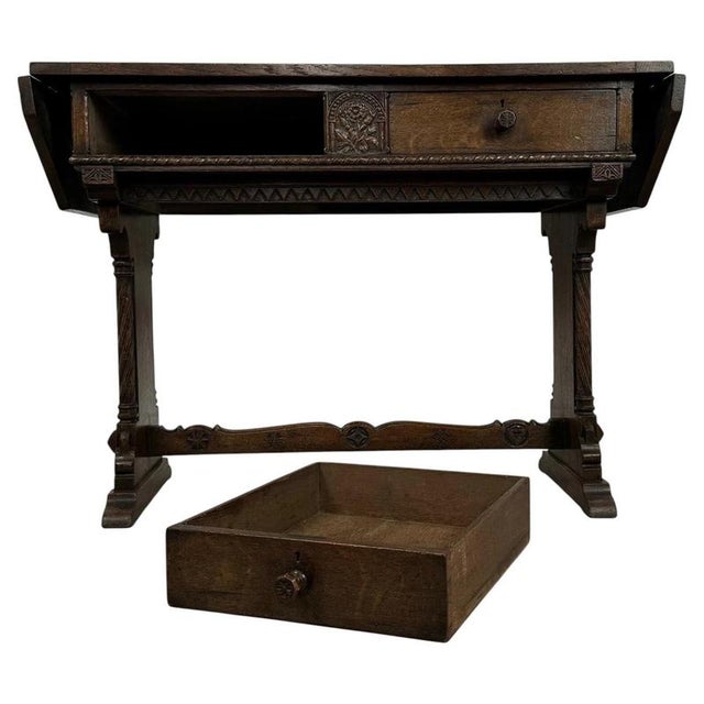 20th Century Gothic Revival English Oak Side Table For Sale - Image 6 of 17